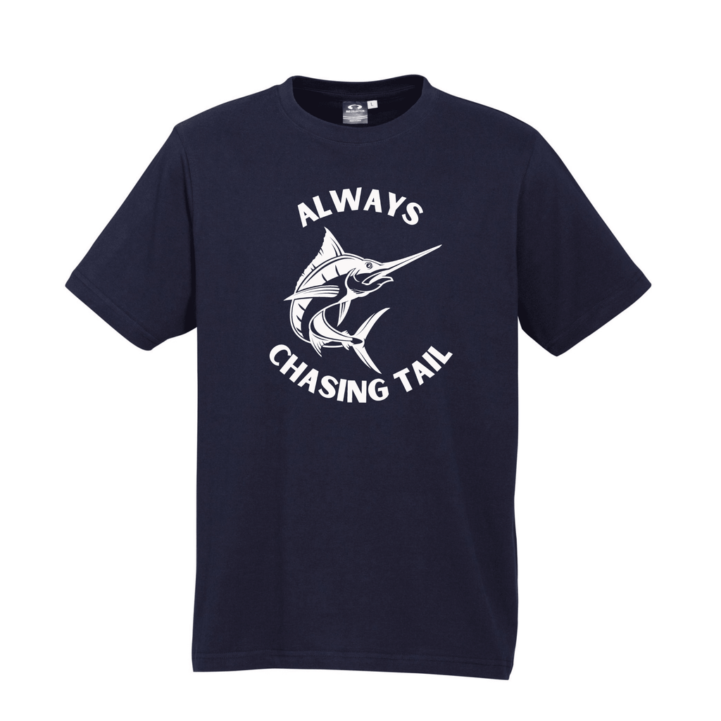 ALWAYS CHASING TAIL T SHIRT Lively & Co Navy & White S/M 