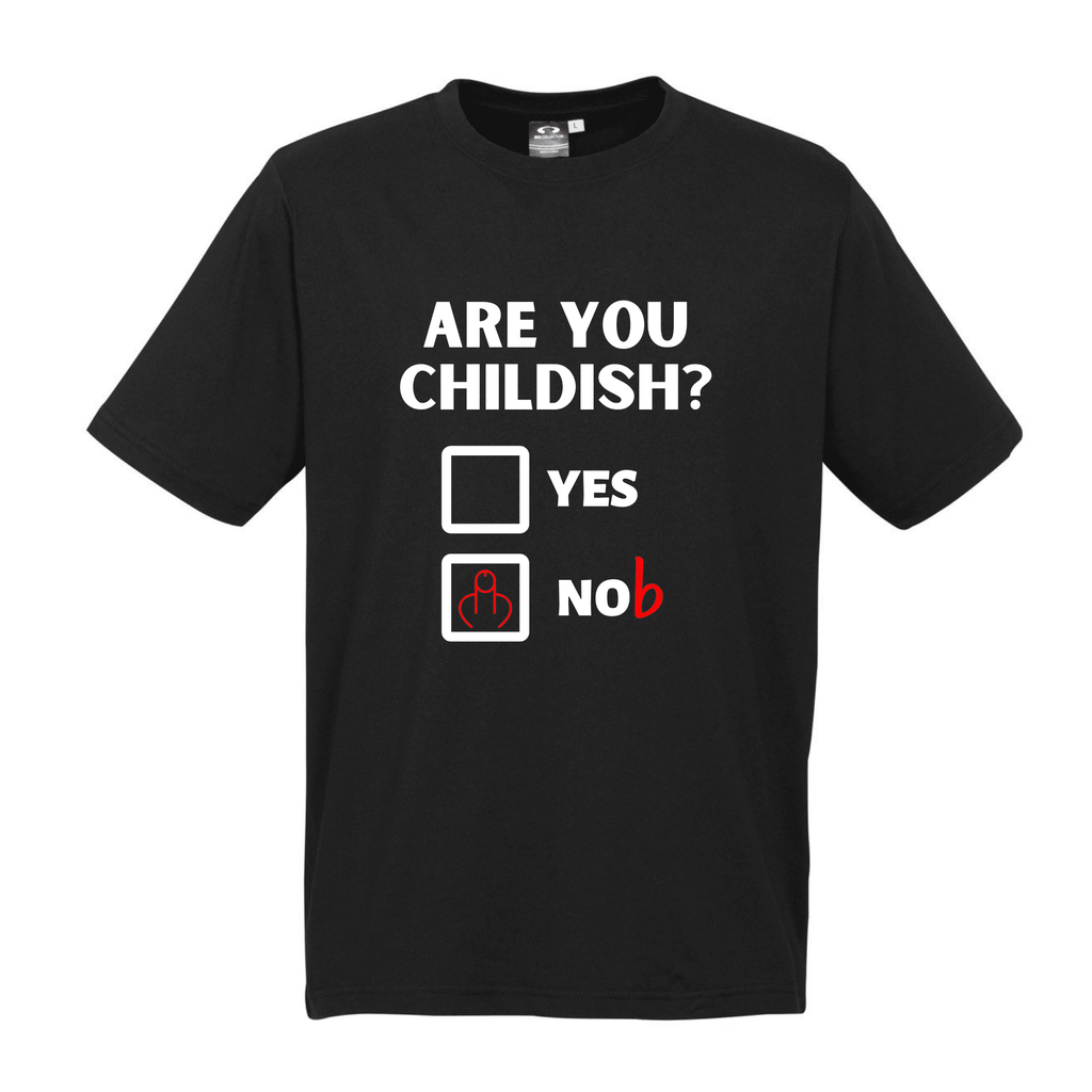 ARE YOU CHILDISH? T SHIRT Lively & Co Black & White S/M 