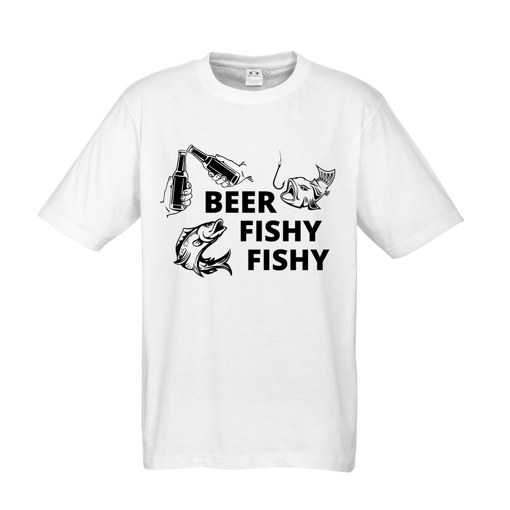 BEER FISHY FISHY T SHIRT Lively & Co White & Black S/M 