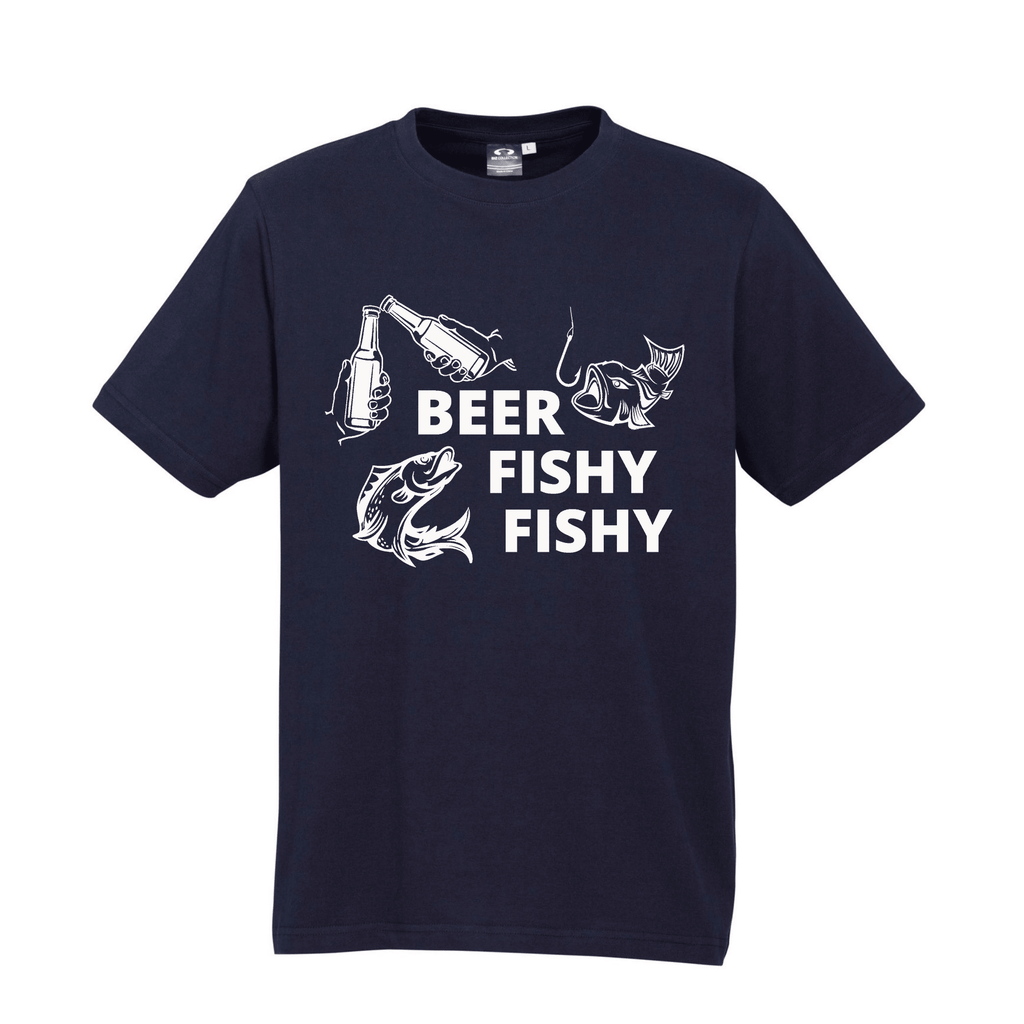 BEER FISHY FISHY T SHIRT Lively & Co Navy & White S/M 