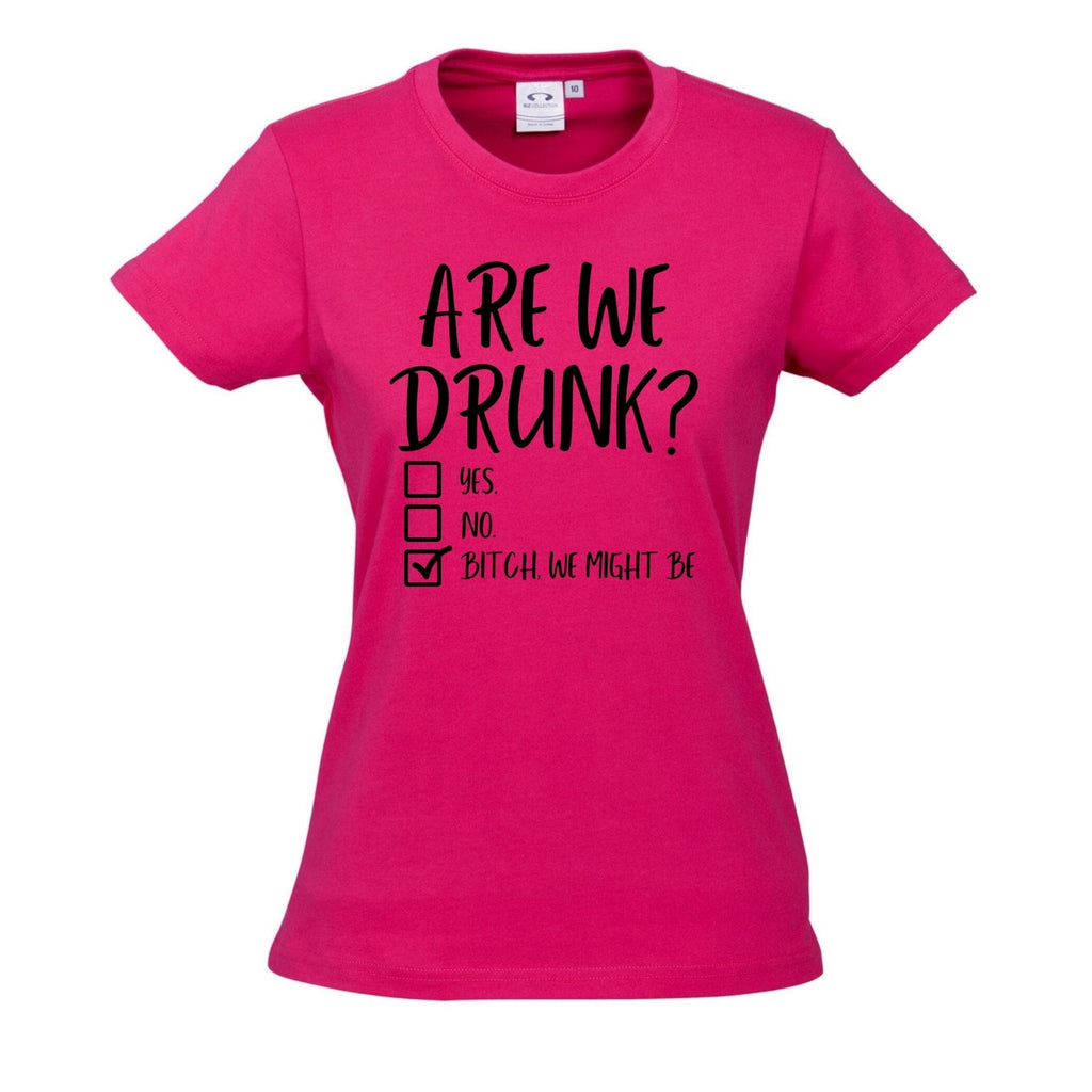 ARE WE DRUNK? T SHIRT Lively & Co Pink & Black 8 