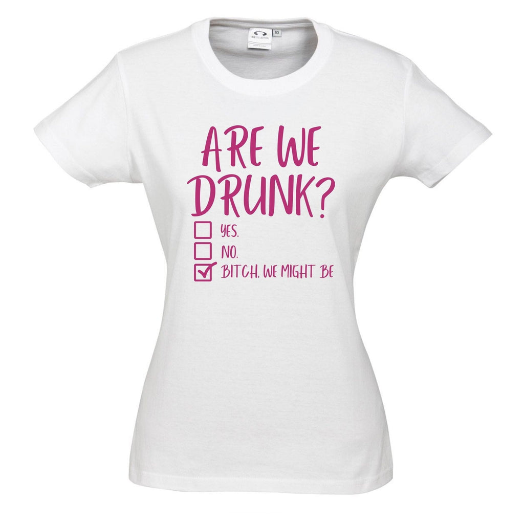 ARE WE DRUNK? T SHIRT Lively & Co White & Pink 8 