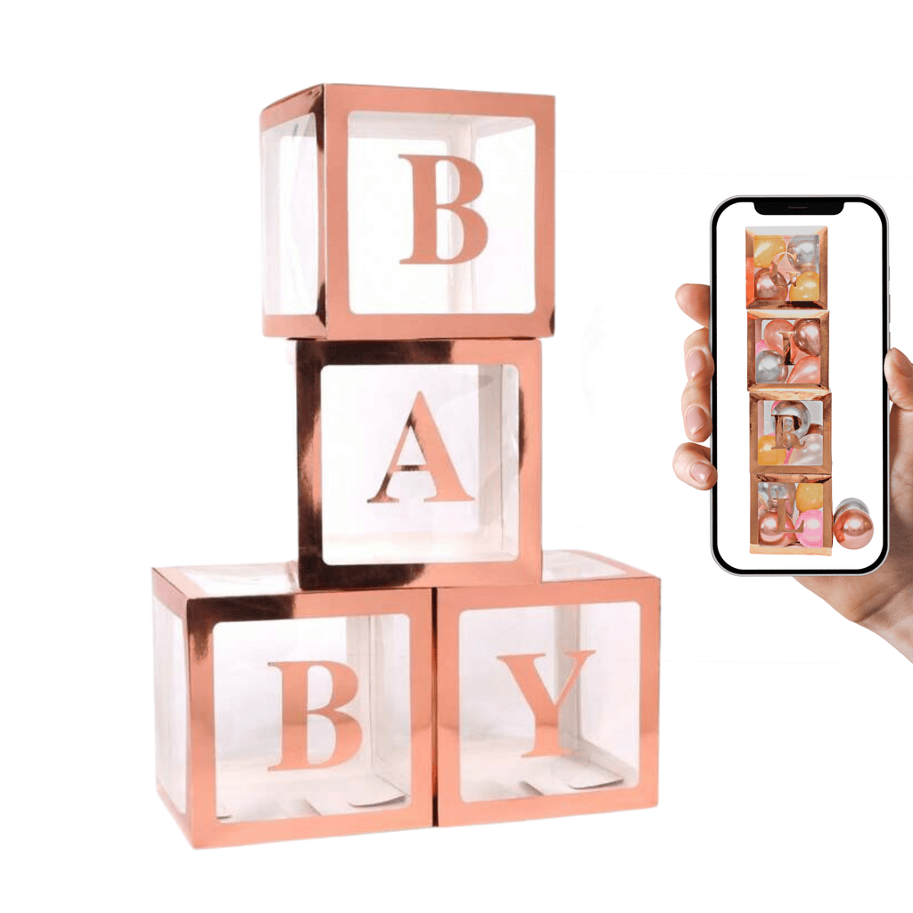 Baby Boxes Baby Shower Balloon Box Rose Gold Plus Bonus Letters Lively & Co 