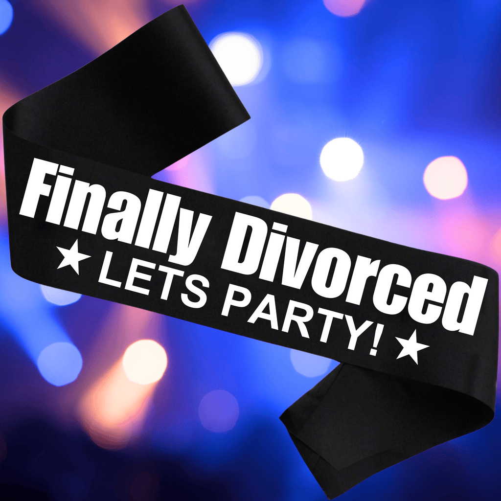 FINALLY DIVORCED lets party! Sash Lively & Co BLACK SASH & WHITE WRITING 