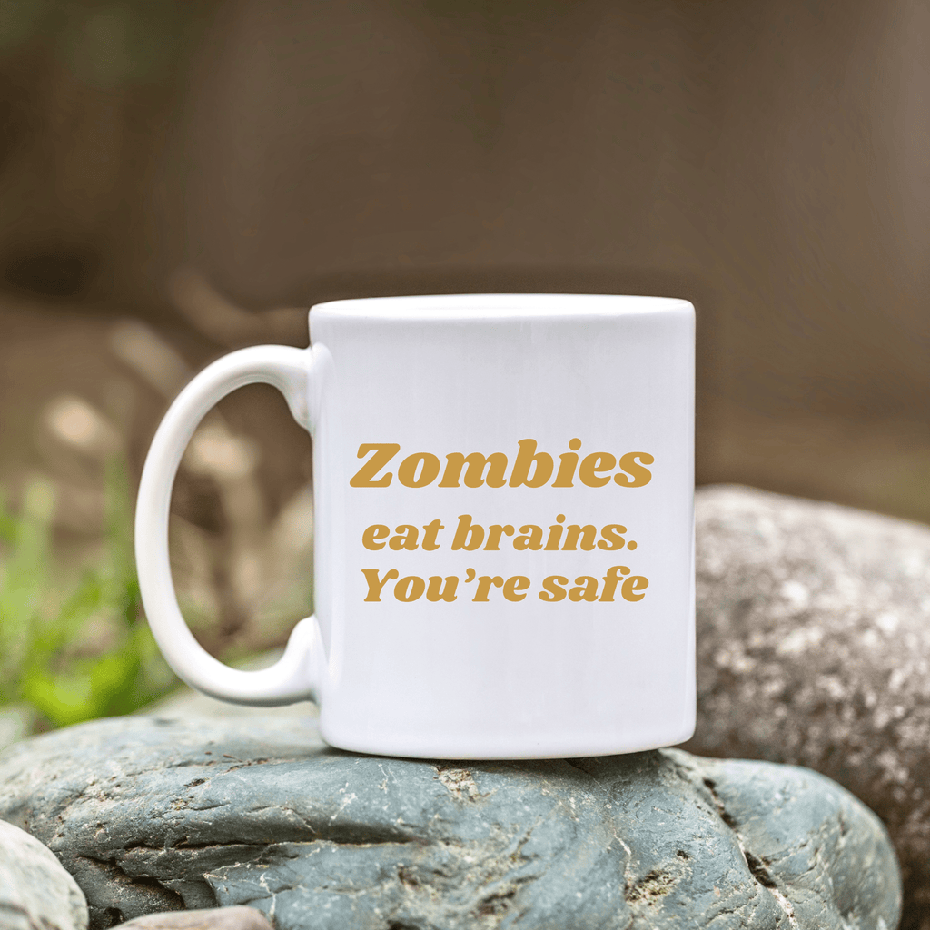 Vinyl Decal Sticker: Zombies eat brains. You're safe Lively & Co Gold 