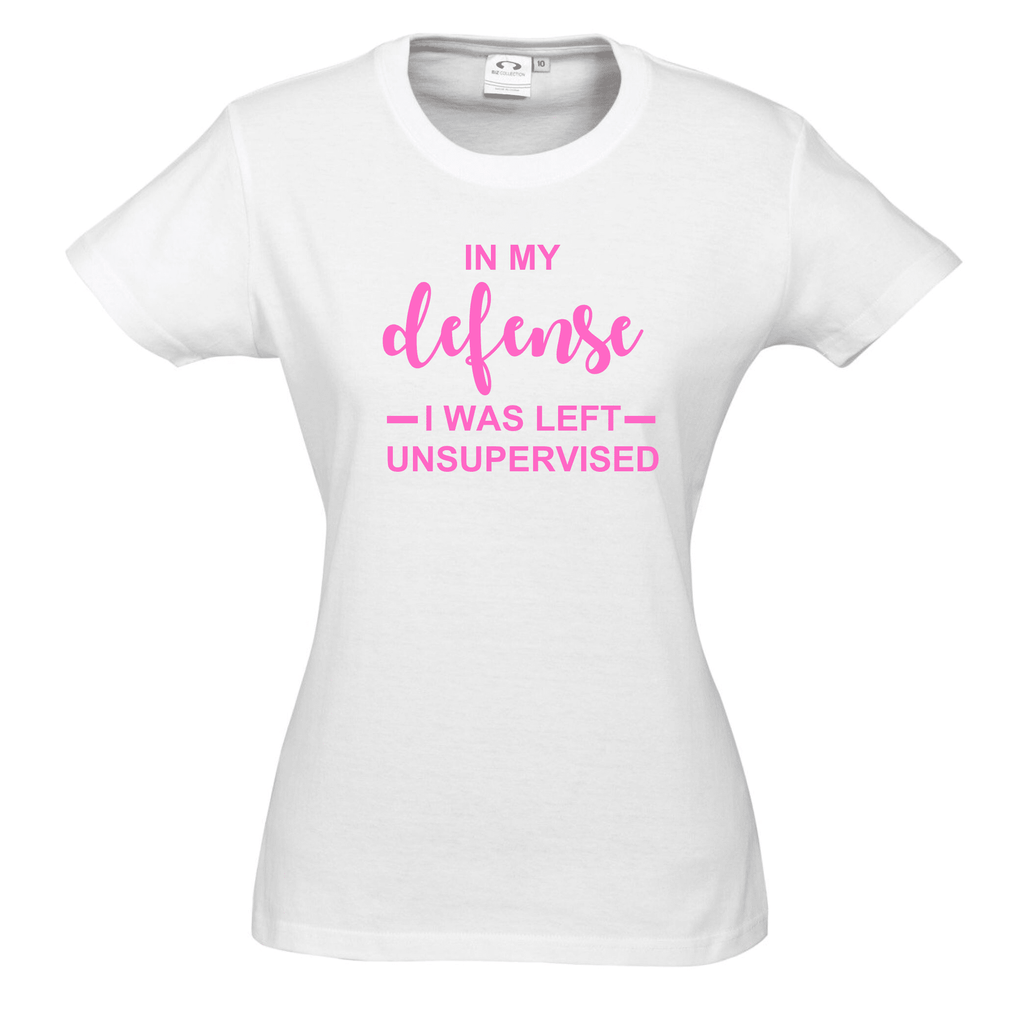 IN MY DEFENSE T SHIRT Lively & Co White & Pink 8 