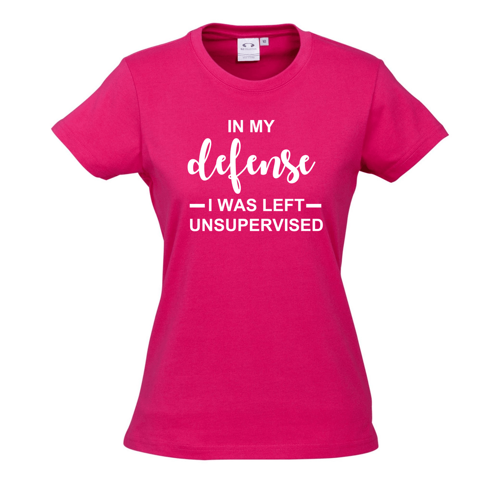 IN MY DEFENSE T SHIRT Lively & Co Pink & White 8 