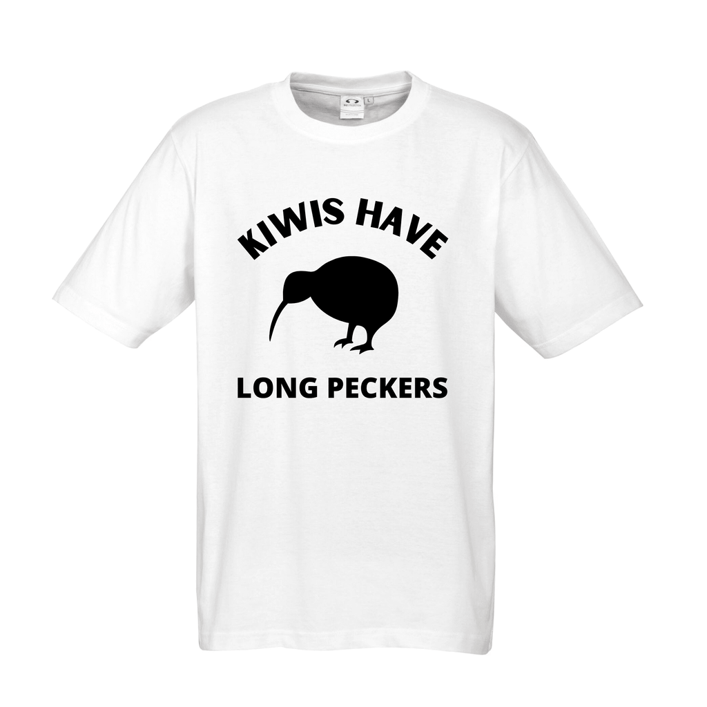 KIWIS HAVE LONG PECKERS T SHIRT Lively & Co White & Black S/M 