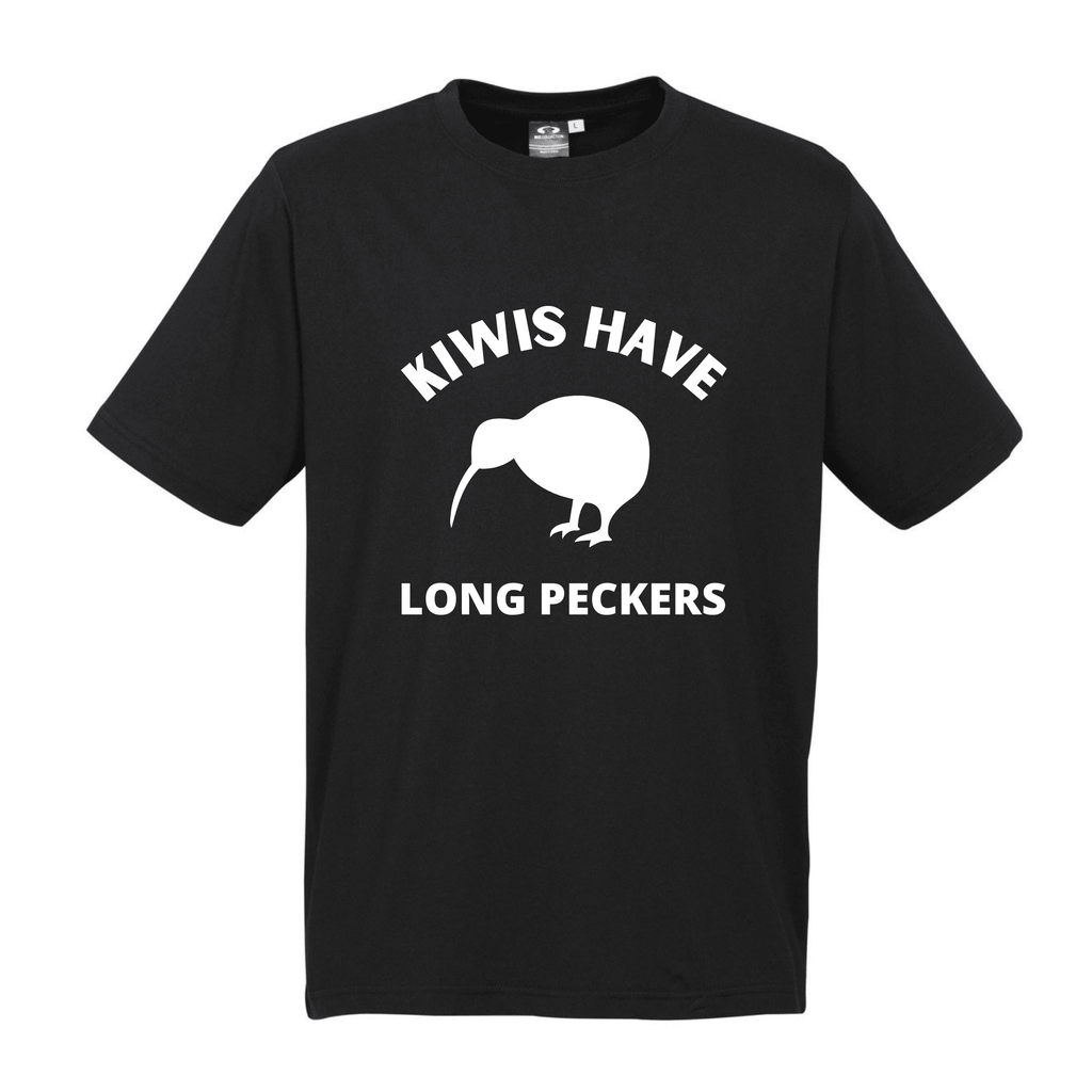 KIWIS HAVE LONG PECKERS T SHIRT Lively & Co Black & White S/M 