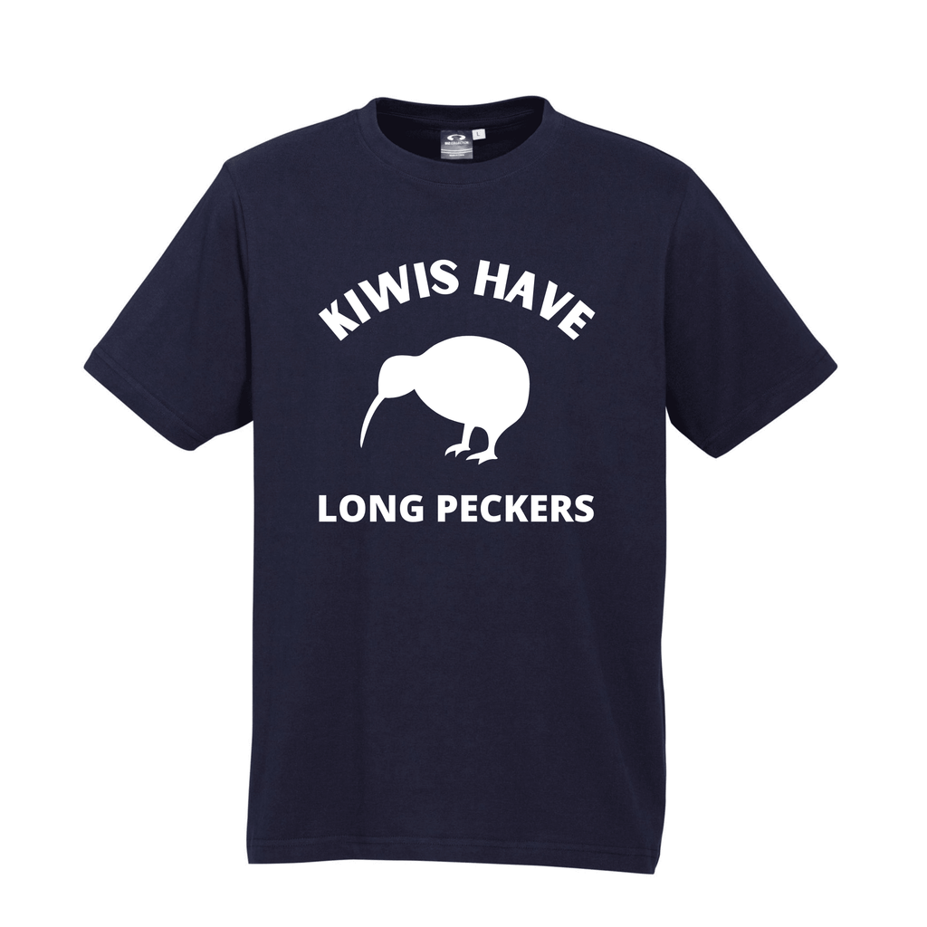 KIWIS HAVE LONG PECKERS T SHIRT Lively & Co Navy & White S/M 