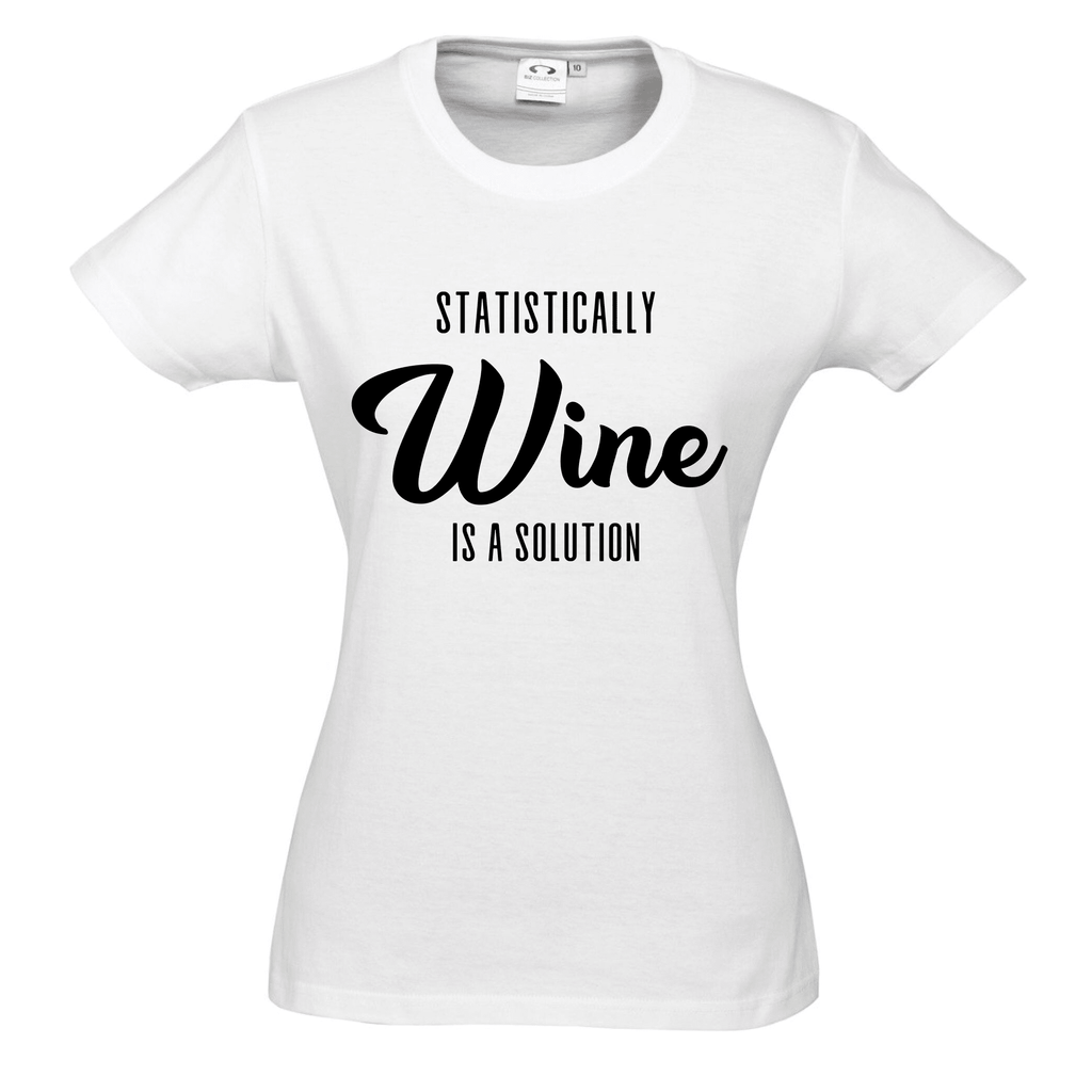 Statistically WINE is a solution T SHIRT Lively & Co White & Black 8 