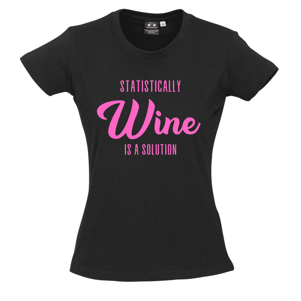 Statistically WINE is a solution T SHIRT Lively & Co Black & Pink 8 