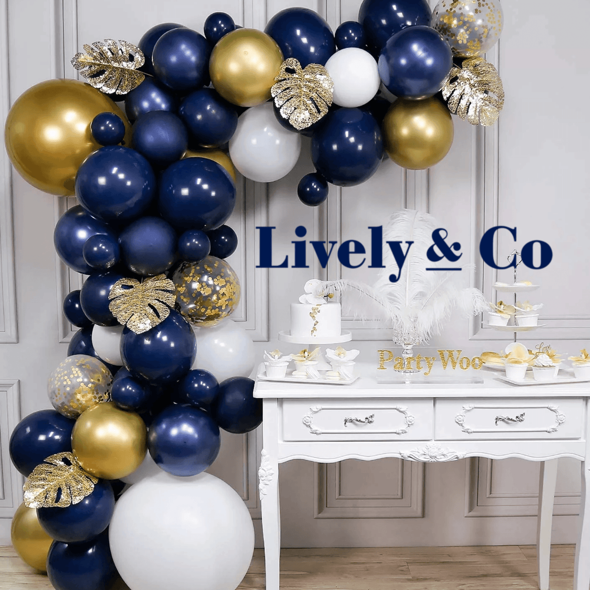 PartyWoo Navy Blue Gold Balloons, 40 pcs Latex Balloons, Navy Blue  Balloons, Gold Confetti Balloons and Metallic Gold Balloons, Party Balloons  for Navy Blue and Gold Wedding, Navy Gold Baby Shower in